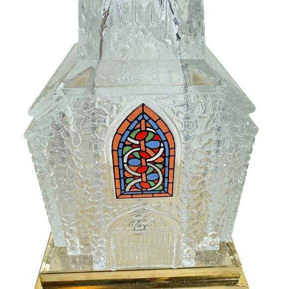 Avon Vintage Silent Night Crystal Light-Up Church Stained Glass Window Decor - Picture 3 of 9